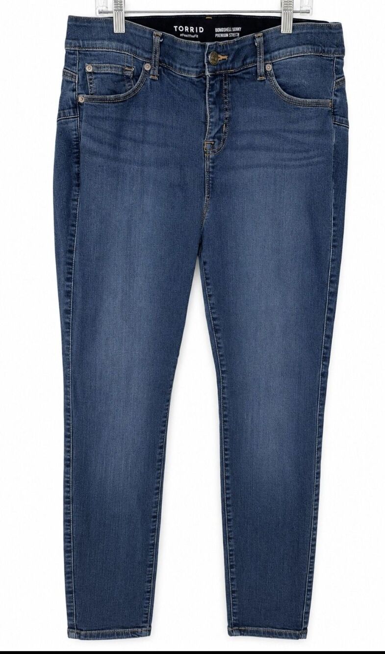 Torrid Bombshell Skinny Jeans Womens 18R Premium Stretch Blue Denim Plus Size